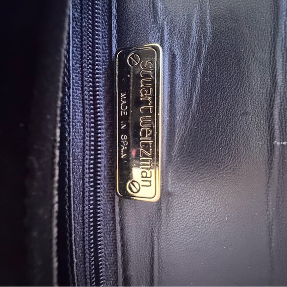 Stuart Weitzman Black Shoulder Bag with Gold Trim - Picture 2 of 12